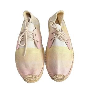 Soludos Espadrille Shoes Womens 40 9.5 Pastel Ombre Canvas Lace Up Beachy‎ Boho